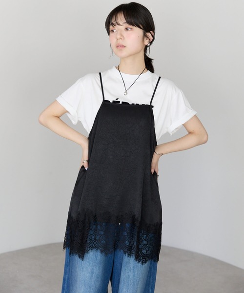 pocket（ポケット）の「裾レースサテンキャミ（キャミソール・レディース・アイボリー/ブラック・FREE）」の15枚目の写真