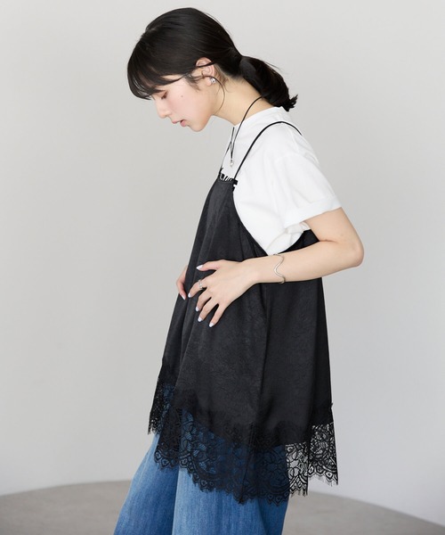 pocket（ポケット）の「裾レースサテンキャミ（キャミソール・レディース・アイボリー/ブラック・FREE）」の16枚目の写真