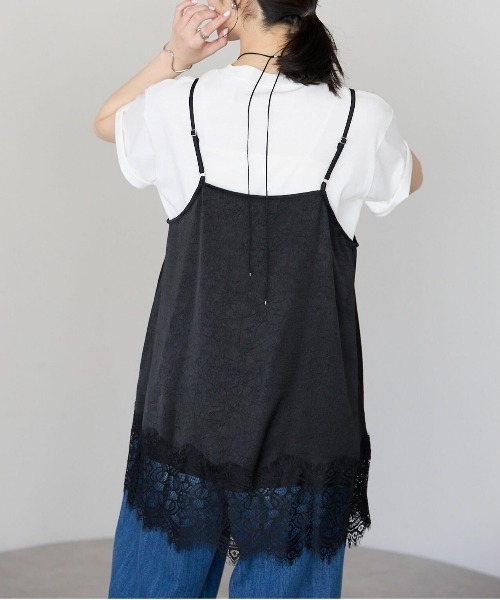 pocket（ポケット）の「裾レースサテンキャミ（キャミソール・レディース・アイボリー/ブラック・FREE）」の17枚目の写真