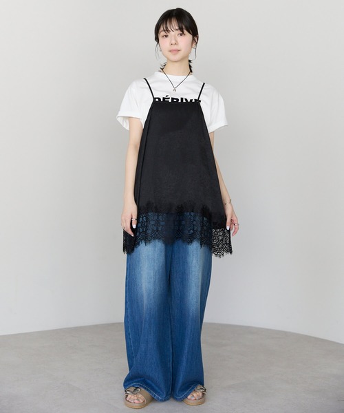 pocket（ポケット）の「裾レースサテンキャミ（キャミソール・レディース・アイボリー/ブラック・FREE）」の19枚目の写真