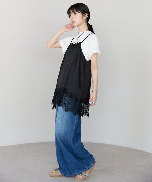 pocket（ポケット）の「裾レースサテンキャミ（キャミソール・レディース・アイボリー/ブラック・FREE）」の20枚目の写真