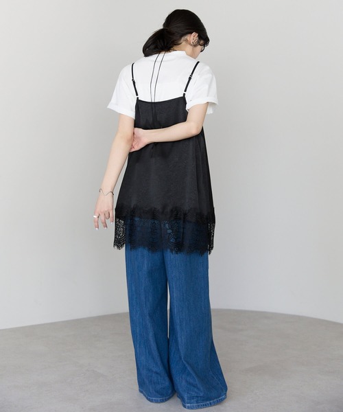 pocket（ポケット）の「裾レースサテンキャミ（キャミソール・レディース・アイボリー/ブラック・FREE）」の21枚目の写真