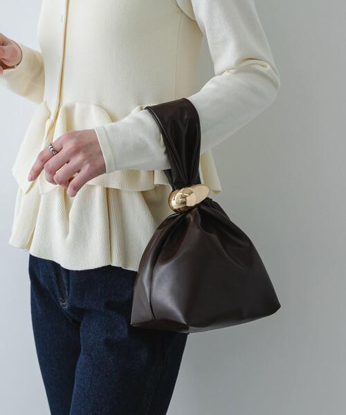 SENSE OF PLACE by URBAN RESEARCH（センスオブプレイスバイアーバンリサーチ）の「メタルツキキンチャクバッグ（ハンドバッグ・レディース・ブラウン/ブラック/ライトベージュ・ONE）」の14枚目の写真