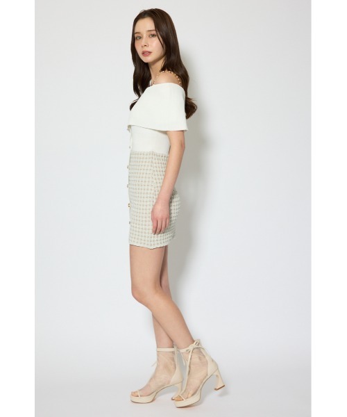 rienda(リエンダ)の「アシンメトリーツイードミニニットワンピース 春服(ワンピース・レディース・ブルー/ブラック/ホワイト・FREE)」の6枚目の写真