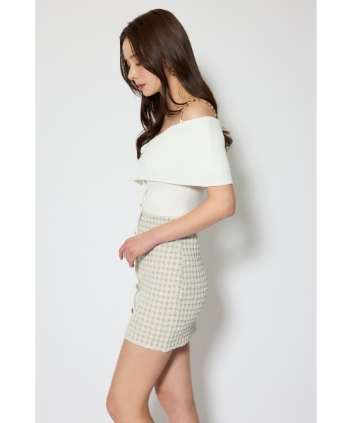 rienda(リエンダ)の「アシンメトリーツイードミニニットワンピース 春服(ワンピース・レディース・ブルー/ブラック/ホワイト・FREE)」の8枚目の写真