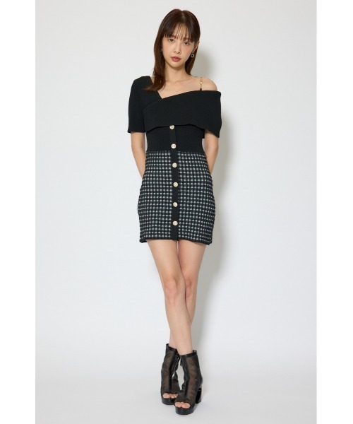 rienda(リエンダ)の「アシンメトリーツイードミニニットワンピース 春服(ワンピース・レディース・ブルー/ブラック/ホワイト・FREE)」の13枚目の写真