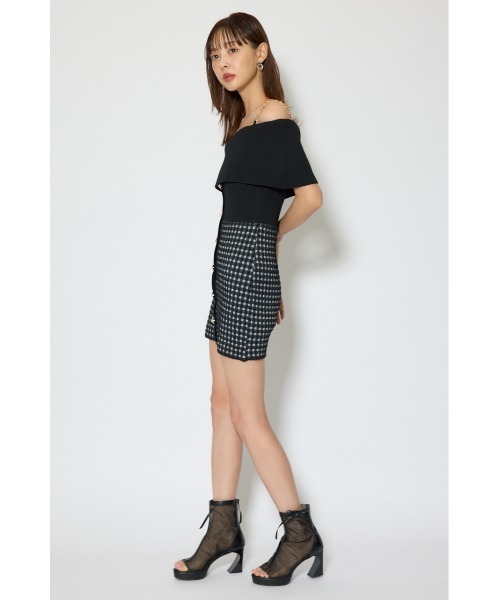 rienda(リエンダ)の「アシンメトリーツイードミニニットワンピース 春服(ワンピース・レディース・ブルー/ブラック/ホワイト・FREE)」の14枚目の写真