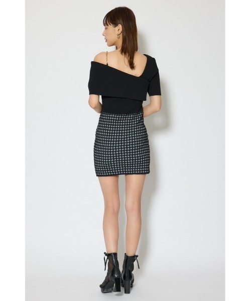 rienda(リエンダ)の「アシンメトリーツイードミニニットワンピース 春服(ワンピース・レディース・ブルー/ブラック/ホワイト・FREE)」の15枚目の写真