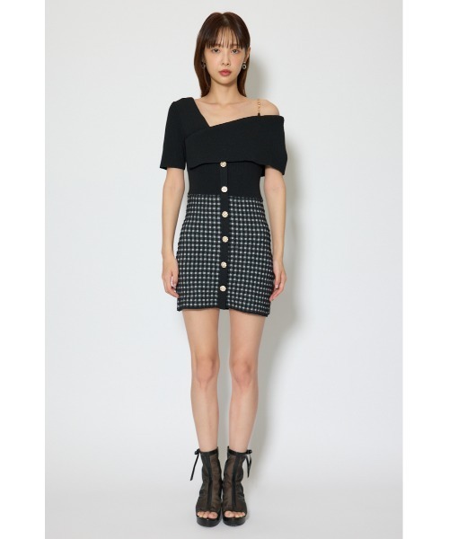 rienda(リエンダ)の「アシンメトリーツイードミニニットワンピース 春服(ワンピース・レディース・ブルー/ブラック/ホワイト・FREE)」の18枚目の写真