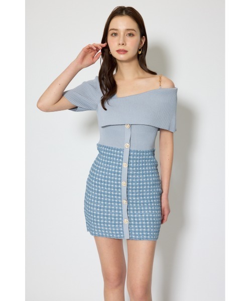 rienda(リエンダ)の「アシンメトリーツイードミニニットワンピース 春服(ワンピース・レディース・ブルー/ブラック/ホワイト・FREE)」の20枚目の写真