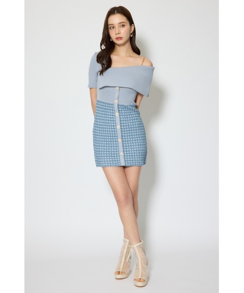 rienda(リエンダ)の「アシンメトリーツイードミニニットワンピース 春服(ワンピース・レディース・ブルー/ブラック/ホワイト・FREE)」の21枚目の写真