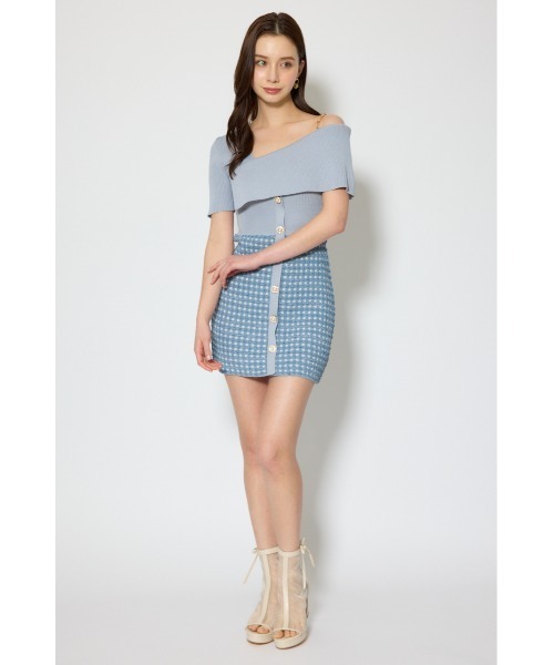 rienda(リエンダ)の「アシンメトリーツイードミニニットワンピース 春服(ワンピース・レディース・ブルー/ブラック/ホワイト・FREE)」の22枚目の写真