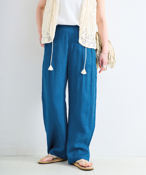 B.C STOCK（ベーセーストック）の「《S/Mサイズ展開》手洗い可 / フレンチリネンストレートパンツ（その他パンツ・レディース・ブラック/ブルー系その他/ネイビー/ベージュ/ピンク/ブラウン・MEDIUM/SMALL）」の5枚目の写真