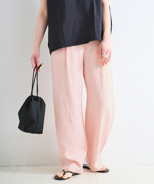 B.C STOCK（ベーセーストック）の「《S/Mサイズ展開》手洗い可 / フレンチリネンストレートパンツ（その他パンツ・レディース・ブラック/ブルー系その他/ネイビー/ベージュ/ピンク/ブラウン・MEDIUM/SMALL）」の6枚目の写真