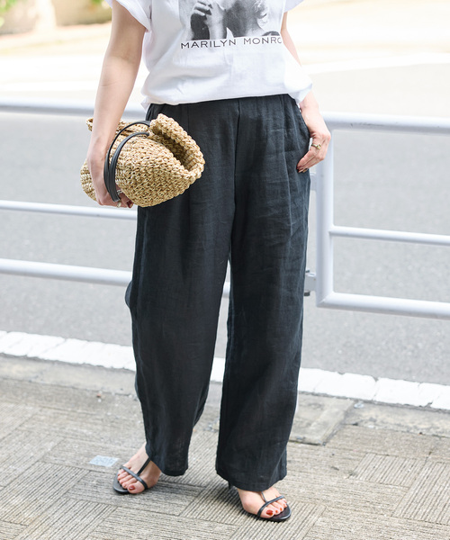 B.C STOCK(ベーセーストック)の「《S/Mサイズ展開》手洗い可 / フレンチリネンストレートパンツ(その他パンツ・レディース・ブラック/ブルー系その他/ネイビー/ベージュ/ピンク/ブラウン・MEDIUM/SMALL)」の10枚目の写真