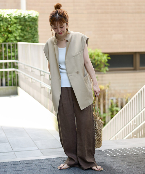 B.C STOCK(ベーセーストック)の「《S/Mサイズ展開》手洗い可 / フレンチリネンストレートパンツ(その他パンツ・レディース・ブラック/ブルー系その他/ネイビー/ベージュ/ピンク/ブラウン・MEDIUM/SMALL)」の13枚目の写真