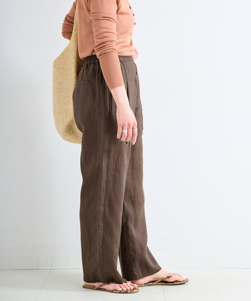 B.C STOCK（ベーセーストック）の「《S/Mサイズ展開》手洗い可 / フレンチリネンストレートパンツ（その他パンツ・レディース・ブラック/ブルー系その他/ネイビー/ベージュ/ピンク/ブラウン・MEDIUM/SMALL）」の7枚目の写真