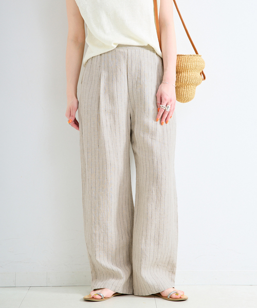 B.C STOCK（ベーセーストック）の「《S/Mサイズ展開》手洗い可 / フレンチリネンストレートパンツ（その他パンツ・レディース・ブラック/ブルー系その他/ネイビー/ベージュ/ピンク/ブラウン・MEDIUM/SMALL）」の12枚目の写真