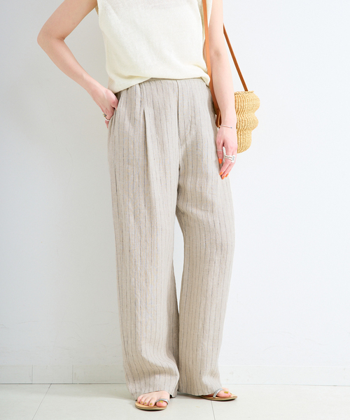 B.C STOCK（ベーセーストック）の「《S/Mサイズ展開》手洗い可 / フレンチリネンストレートパンツ（その他パンツ・レディース・ブラック/ブルー系その他/ネイビー/ベージュ/ピンク/ブラウン・MEDIUM/SMALL）」の13枚目の写真