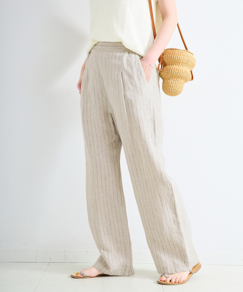 B.C STOCK（ベーセーストック）の「《S/Mサイズ展開》手洗い可 / フレンチリネンストレートパンツ（その他パンツ・レディース・ブラック/ブルー系その他/ネイビー/ベージュ/ピンク/ブラウン・MEDIUM/SMALL）」の14枚目の写真