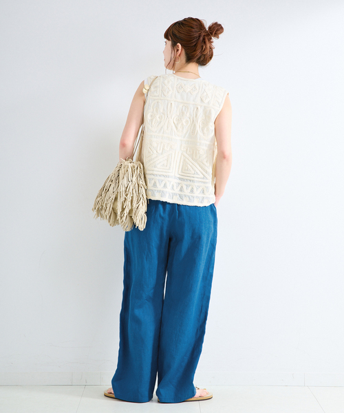 未使用品　Y,s リネン ベージュ スカートパンツ（SALE中） S/Mサイズ展開》手洗い可 / フレンチリネンストレートパンツ（その他
