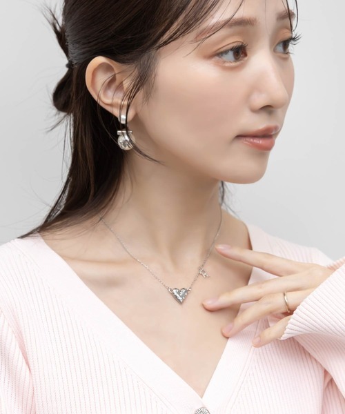 RANDA（ランダ）の「【Heart Collection】ハートビジューネックレス（ネックレス・レディース・シルバー/ゴールド・FREE）」の2枚目の写真