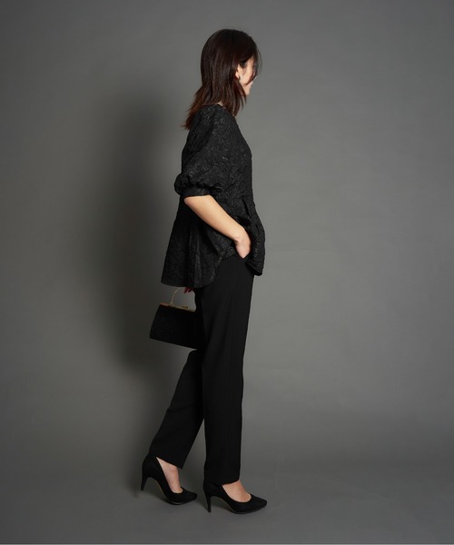 My shawty(マイシャウティー)の「jacquard peplum set up(パンツドレス・レディース・ネイビー/ブラック・SMALL/MEDIUM)」の4枚目の写真