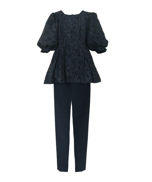 My shawty(マイシャウティー)の「jacquard peplum set up(パンツドレス・レディース・ネイビー/ブラック・SMALL/MEDIUM)」の18枚目の写真