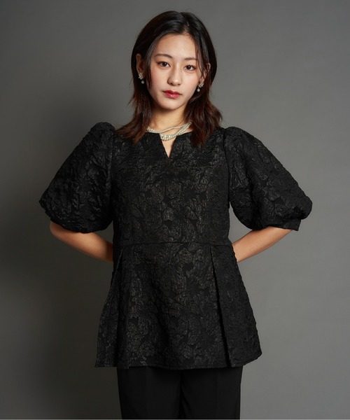 My shawty(マイシャウティー)の「jacquard peplum set up(パンツドレス・レディース・ネイビー/ブラック・SMALL/MEDIUM)」の20枚目の写真