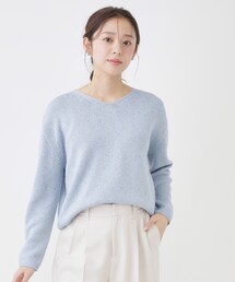サックスブルー」に該当するニット/セーター（Vネック）ファッション