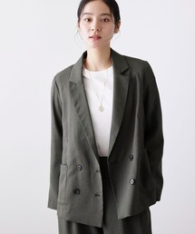 【セットアップ可/洗える】リネンライクダブルジャケット