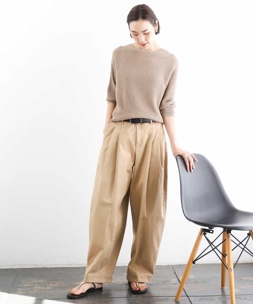 MICHEL KLEIN(ミッシェル・クラン)の「チノバレルパンツ(チノパンツ・レディース・ミント/サンドベージュ・38/40)」の20枚目の写真