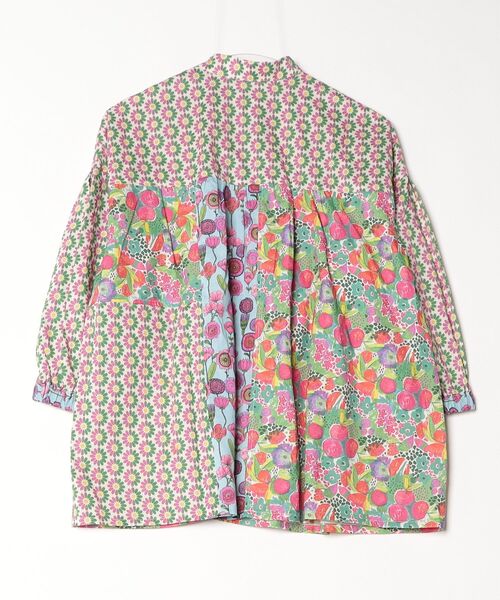 sandy（サンディー）の「パッチワークスタンドカラーBL（シャツ/ブラウス・レディース・カーキ/アイボリー・FREE）」の3枚目の写真