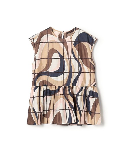 TOMORROWLAND collection（トゥモローランドコレクション）の「【WEB先行予約】アイレットウェーブプリント チュチュブラウス（シャツ/ブラウス・レディース・ベージュ系その他/グリーン系その他・36）」の13枚目の写真