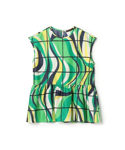 TOMORROWLAND collection（トゥモローランドコレクション）の「【WEB先行予約】アイレットウェーブプリント チュチュブラウス（シャツ/ブラウス・レディース・ベージュ系その他/グリーン系その他・36）」の14枚目の写真