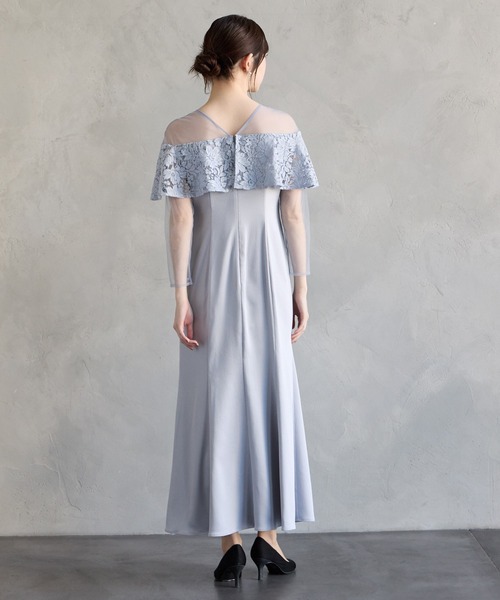 AIMER(エメ)の「オフショルダーレースラッフルサテンソフトマーメイドパーティードレス 結婚式 お呼ばれ ドレス 20代 30代(ドレス・レディース・モカ/ブラック/サックスブルー・MEDIUM)」の8枚目の写真