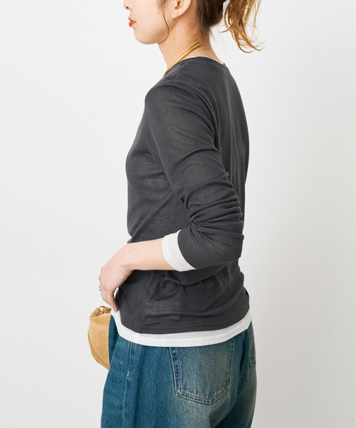 Spick & Span(スピックアンドスパン)の「シアーリブレイヤードプルオーバー(Tシャツ/カットソー・レディース・イエロー/グレー/チャコールグレー・FREE)」の4枚目の写真