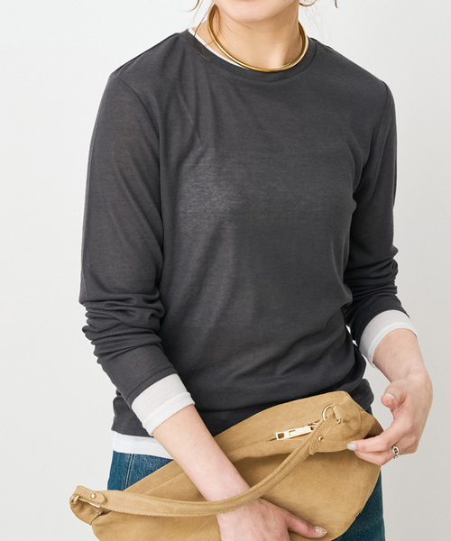 Spick & Span(スピックアンドスパン)の「シアーリブレイヤードプルオーバー(Tシャツ/カットソー・レディース・イエロー/グレー/チャコールグレー・FREE)」の6枚目の写真