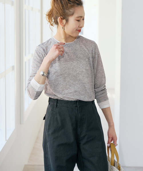 Spick & Span(スピックアンドスパン)の「シアーリブレイヤードプルオーバー(Tシャツ/カットソー・レディース・イエロー/グレー/チャコールグレー・FREE)」の8枚目の写真