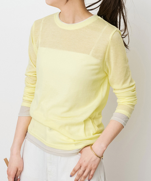 Spick & Span(スピックアンドスパン)の「シアーリブレイヤードプルオーバー(Tシャツ/カットソー・レディース・イエロー/グレー/チャコールグレー・FREE)」の15枚目の写真