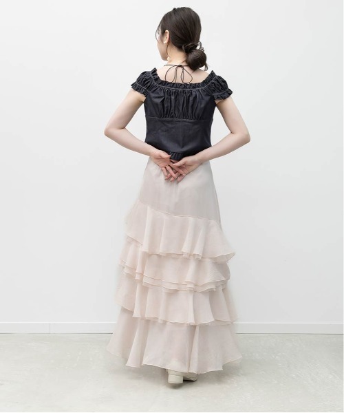 RANDA(ランダ)の「2WAYショルダーピンタックブラウス(シャツ/ブラウス・レディース・インディゴブルー/ホワイト・0/1)」の4枚目の写真