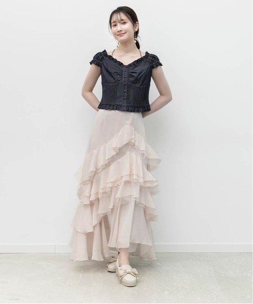RANDA(ランダ)の「2WAYショルダーピンタックブラウス(シャツ/ブラウス・レディース・インディゴブルー/ホワイト・0/1)」の5枚目の写真