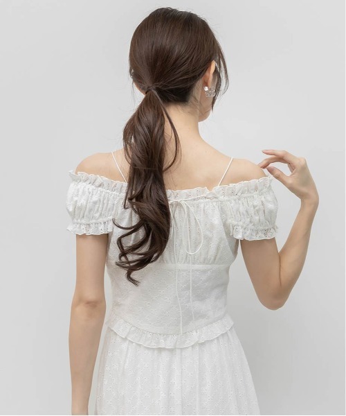 RANDA(ランダ)の「2WAYショルダーピンタックブラウス(シャツ/ブラウス・レディース・インディゴブルー/ホワイト・0/1)」の14枚目の写真