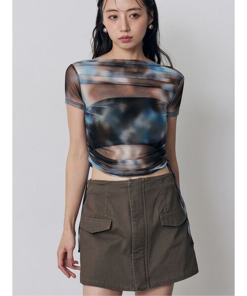 MURUA（ムルーア）の「タックドロストシアートップス（Tシャツ/カットソー・レディース・ブルー/ブラウン/ブラック・FREE）」の3枚目の写真