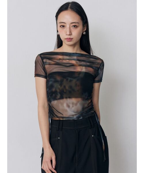 MURUA（ムルーア）の「タックドロストシアートップス（Tシャツ/カットソー・レディース・ブルー/ブラウン/ブラック・FREE）」の5枚目の写真