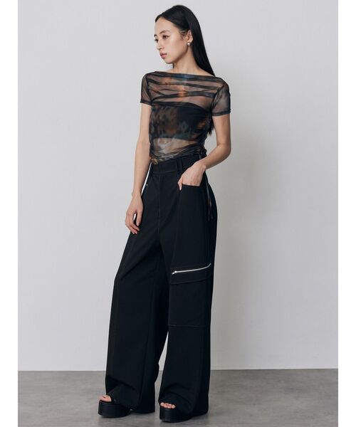 MURUA（ムルーア）の「タックドロストシアートップス（Tシャツ/カットソー・レディース・ブルー/ブラウン/ブラック・FREE）」の9枚目の写真