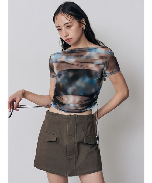 MURUA（ムルーア）の「タックドロストシアートップス（Tシャツ/カットソー・レディース・ブルー/ブラウン/ブラック・FREE）」の14枚目の写真