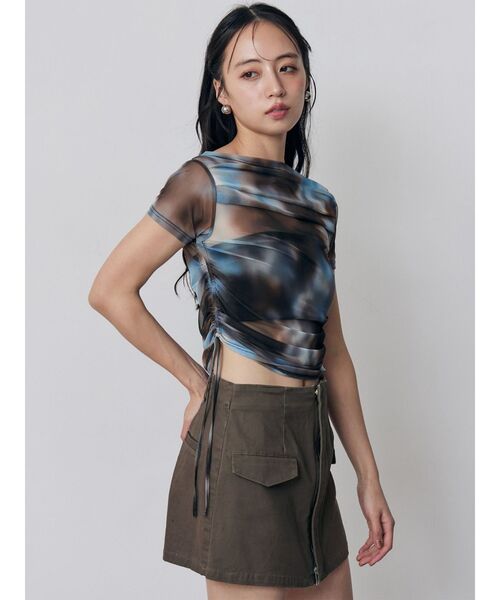 MURUA（ムルーア）の「タックドロストシアートップス（Tシャツ/カットソー・レディース・ブルー/ブラウン/ブラック・FREE）」の15枚目の写真