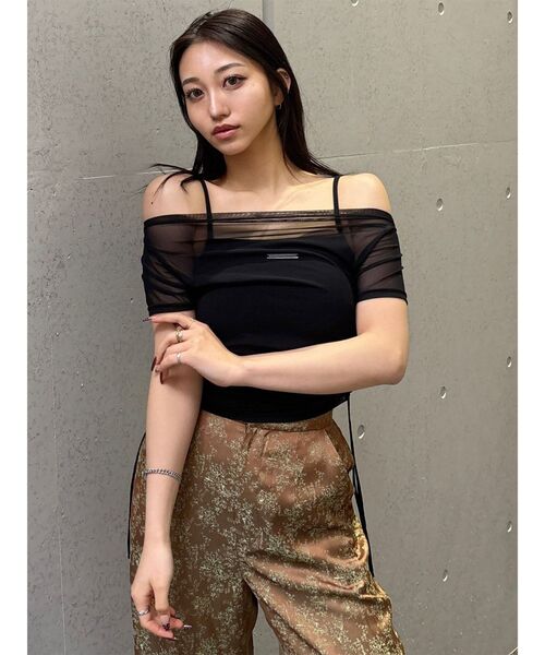 MURUA(ムルーア)の「タックドロストシアートップス 夏服(Tシャツ/カットソー・レディース・ブルー/ブラウン/ブラック・FREE)」の8枚目の写真