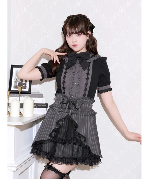NOEMIE(ノエミー)の「ゴシックローズレースリボンカットソー(Tシャツ/カットソー・レディース・オフホワイト/ダークグレー/ワインレッド・M)」の2枚目の写真